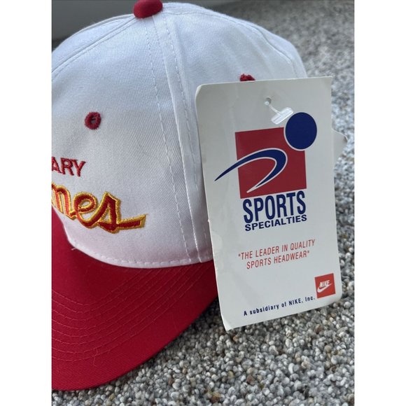 Vintage 90’s Calgary Flames NHL Sports Specialties Script Snapback Cap Hat - NWT - Picture 4 of 11